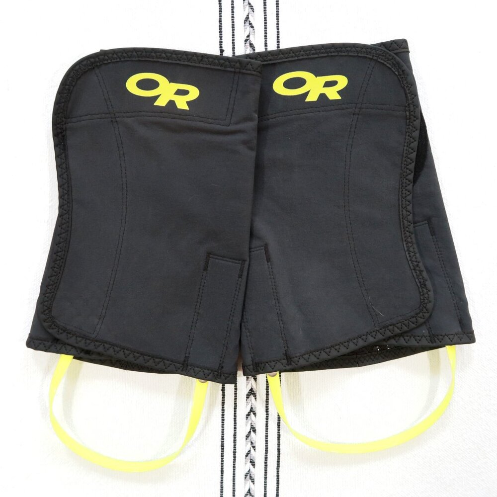 Outdoor Research Black Gaiters with Yellow Logo